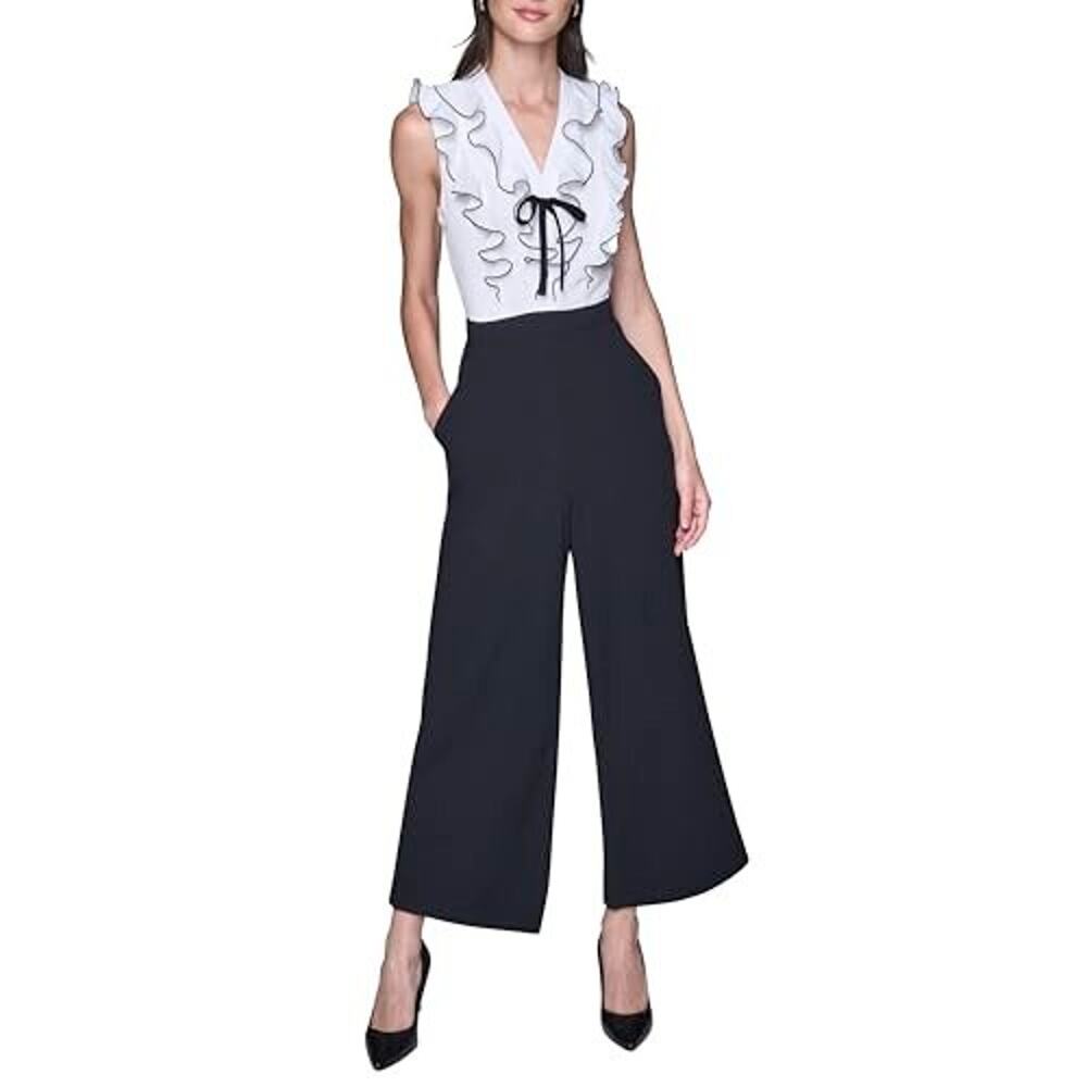 KARL LAGERFELD Paris Women's Jumpsuit White/Black Size 16 3928